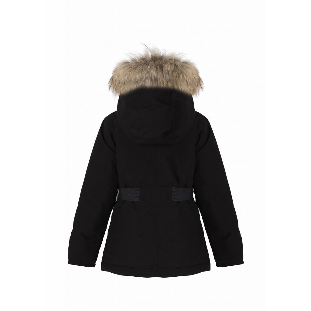 VER de TERRE Arktisk pige vinterjakke med bælte og pels Jakke med pels 099 Black
