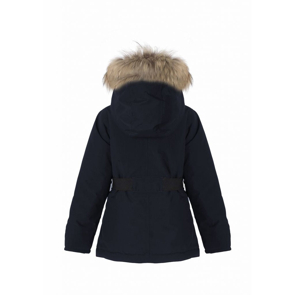 VER de TERRE Arktisk pige vinterjakke med bælte og pels Jakke med pels 600 Navy