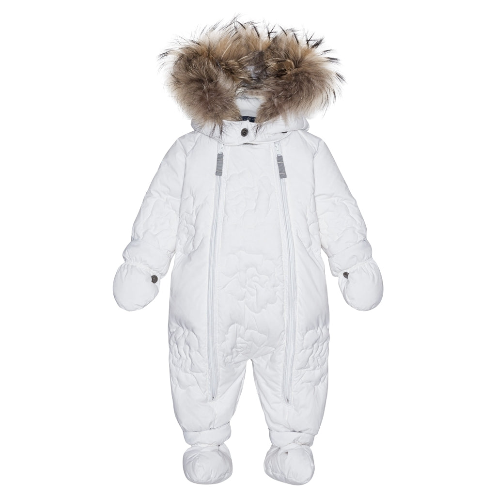 Baby down wintersuit with fur - Snow - 6 months