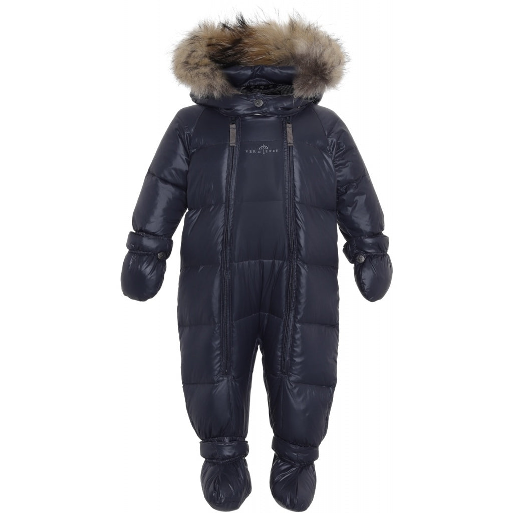 VER de TERRE Baby dunflyverdragt med pels Flyverdragt 600 Navy