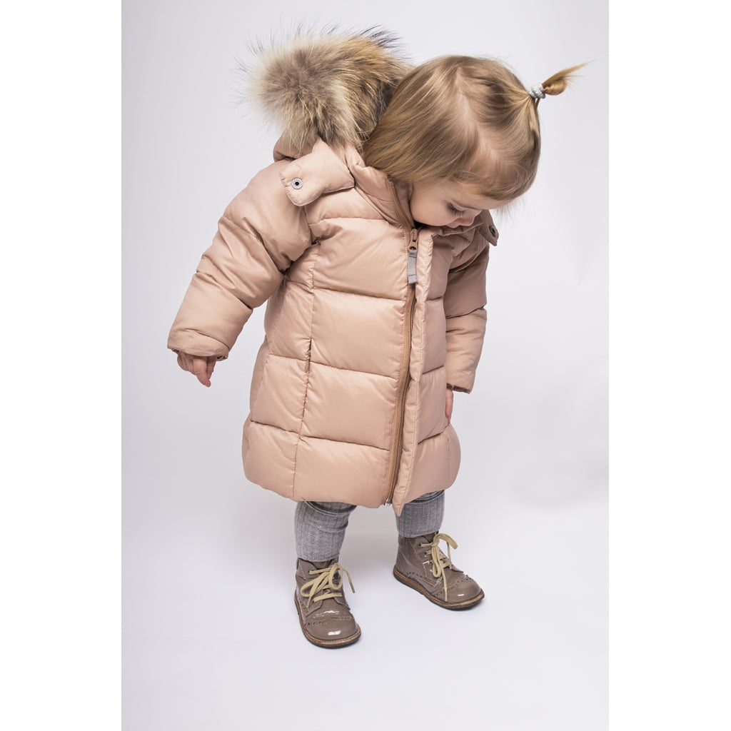 VER de TERRE Babypige dunfrakke med pels Dunfrakke med pels 415 Mahogany rose