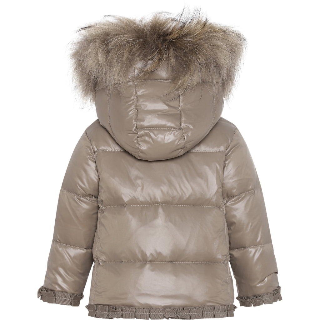 VER de TERRE Babypige dunjakke med pels Jakke 912 Caramel