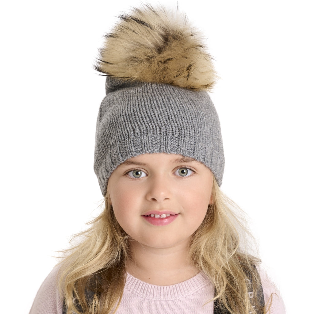 VER de TERRE Cashmere hue med pom pom Huer 060 Grey mélange