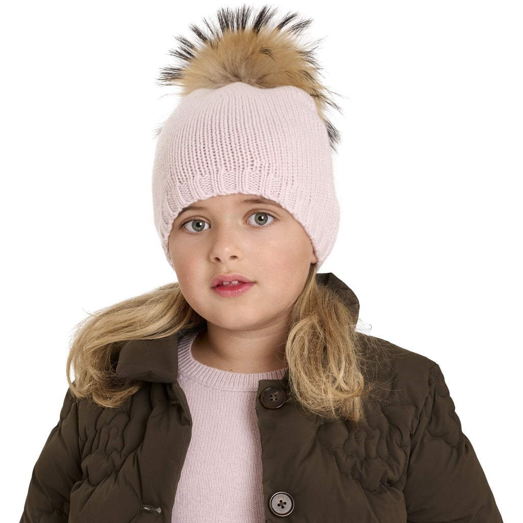 VER de TERRE Cashmere hue med pom pom Huer 405 Rose powder