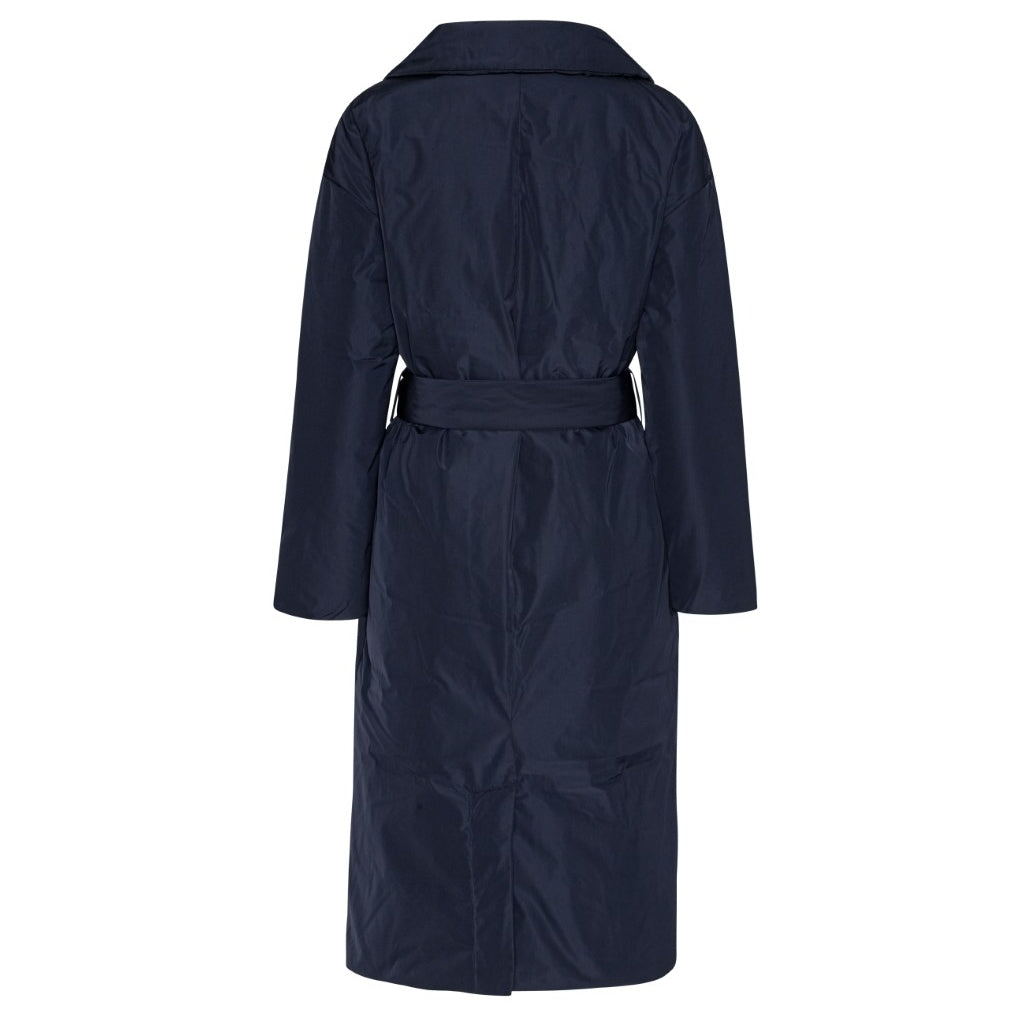 VER de TERRE Dame dunfrakke med bælte Frakke 600 Navy