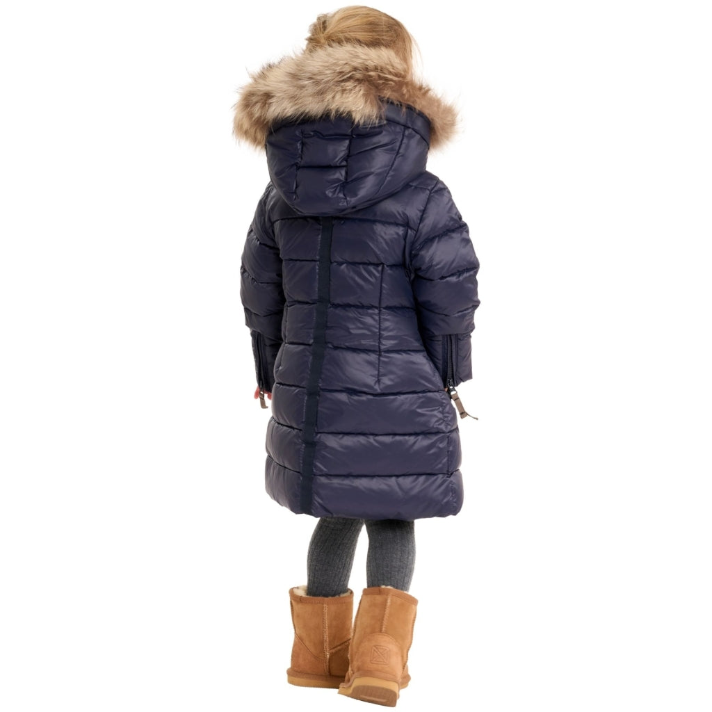 VER de TERRE Pige dunfrakke med pels Dunfrakke med pels 600 Navy