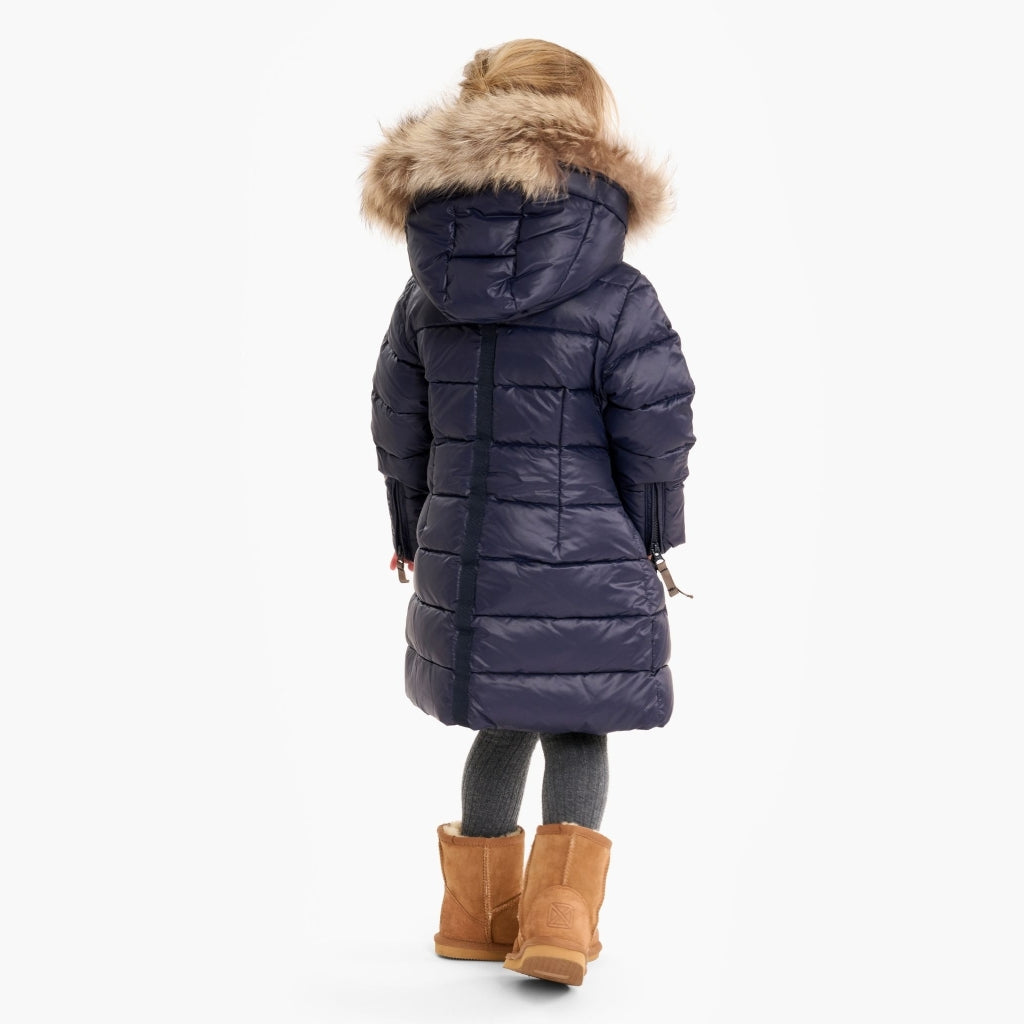 VER de TERRE Pige dunfrakke med pels Dunfrakke med pels 600 Navy