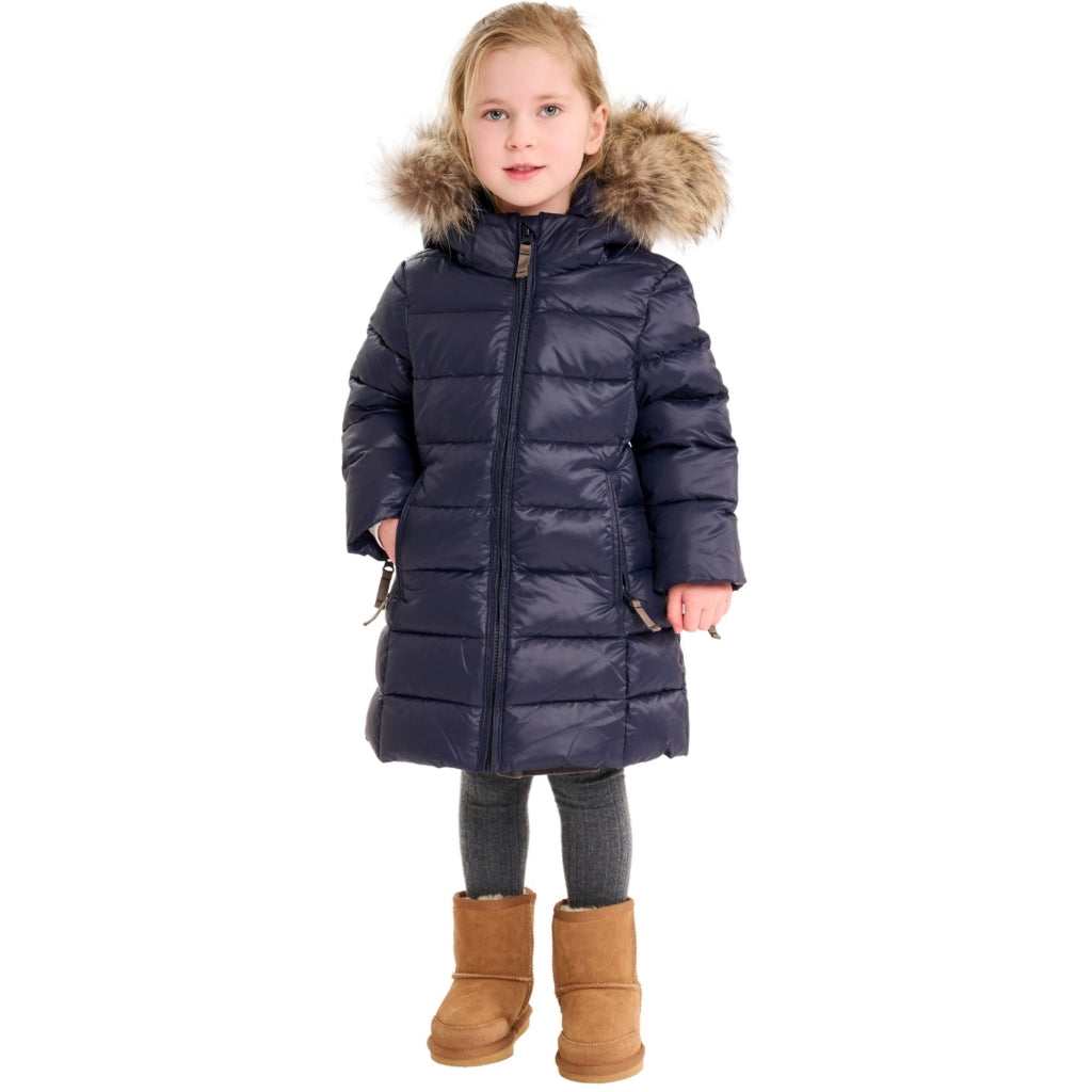 VER de TERRE Pige dunfrakke med pels Dunfrakke med pels 600 Navy