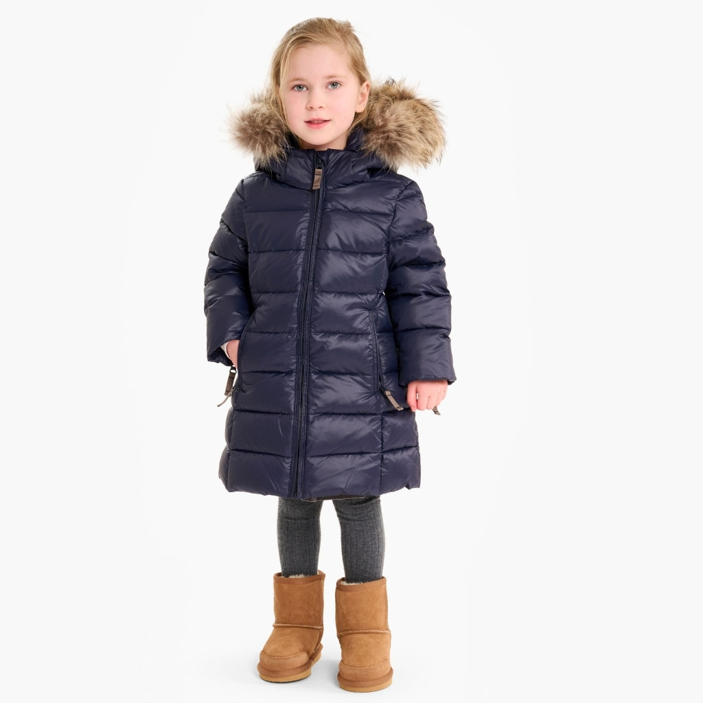VER de TERRE Pige dunfrakke med pels Dunfrakke med pels 600 Navy
