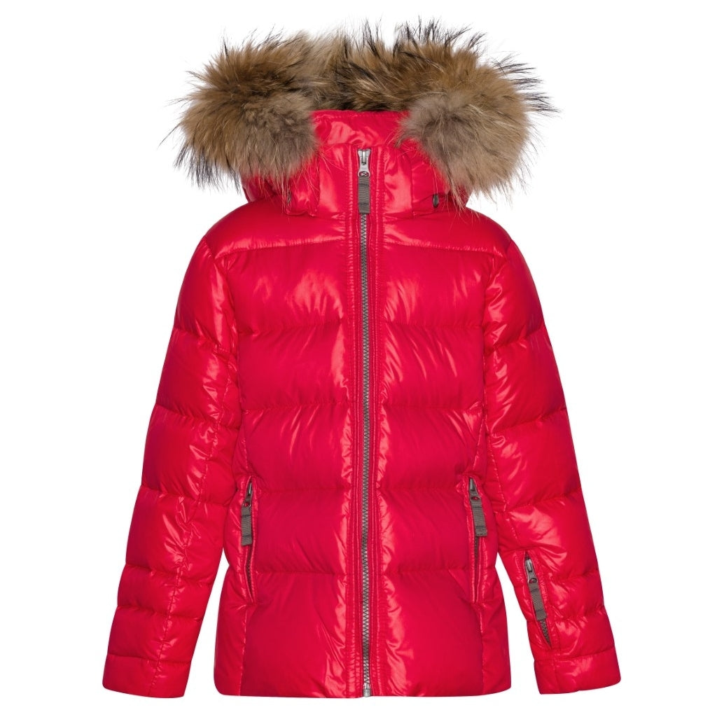 VER de TERRE Pige dunjakke med pels Jakke 305 Cranberry
