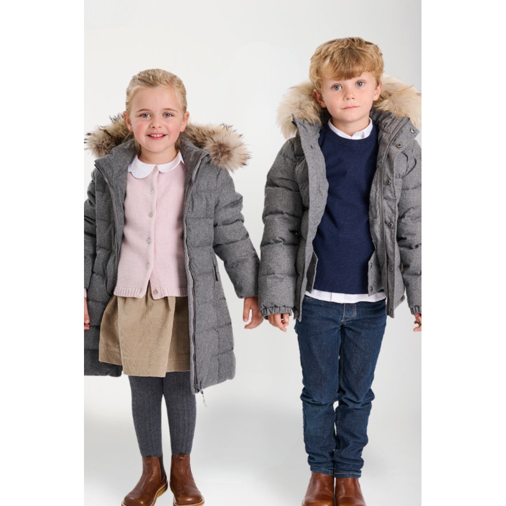 VER de TERRE Uld-look dunjakke med pels Jakke med pels 060 Grey mélange