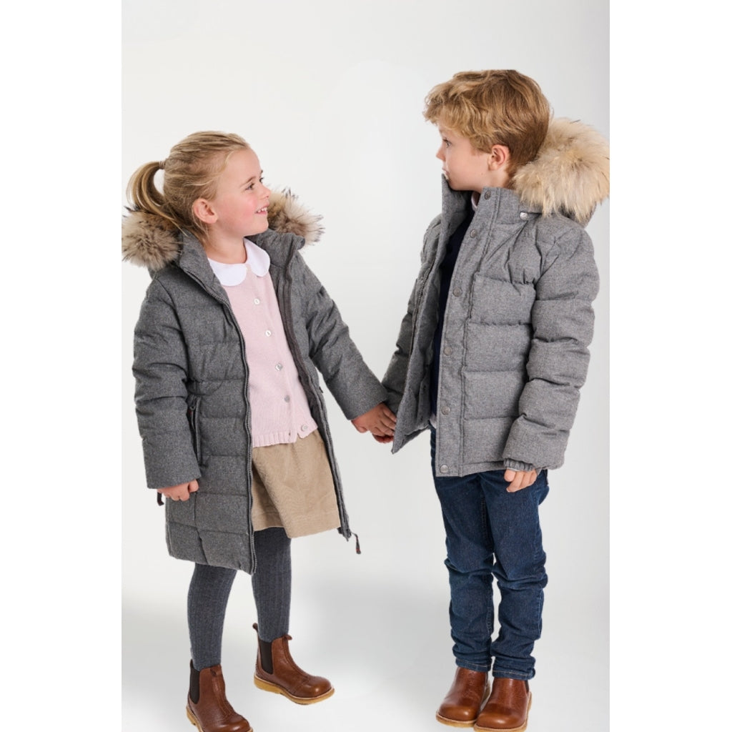 VER de TERRE Uld-look dunjakke med pels Jakke med pels 060 Grey mélange