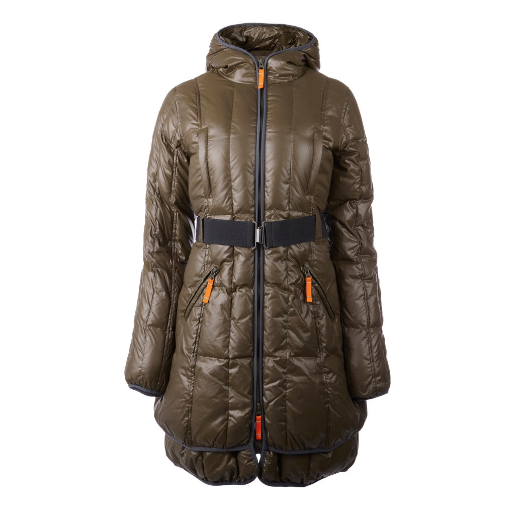 RE-LOVE Women's down coat with elastic belt (double layer at the bottom)