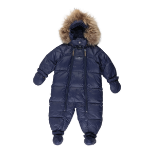 RE-LOVE Baby dunflyverdragt med pels - Navy