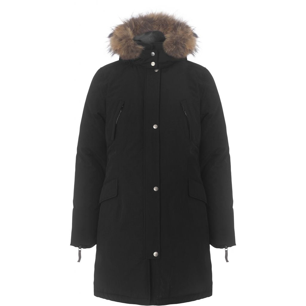 VER de TERRE Arktisk dame vinterfrakke med pels Frakke 099 Black