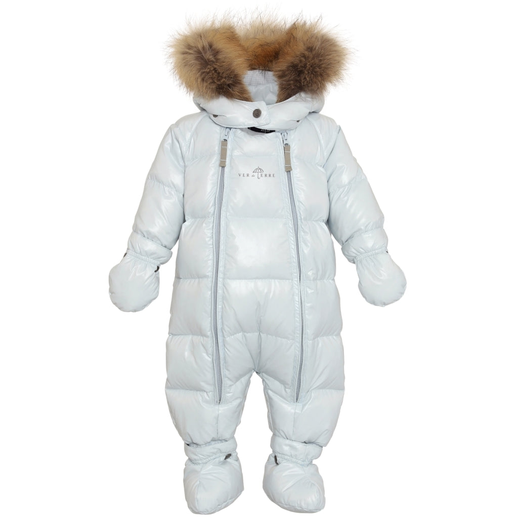 VER de TERRE Baby dunflyverdragt med pels Flyverdragt 698 Baby blue