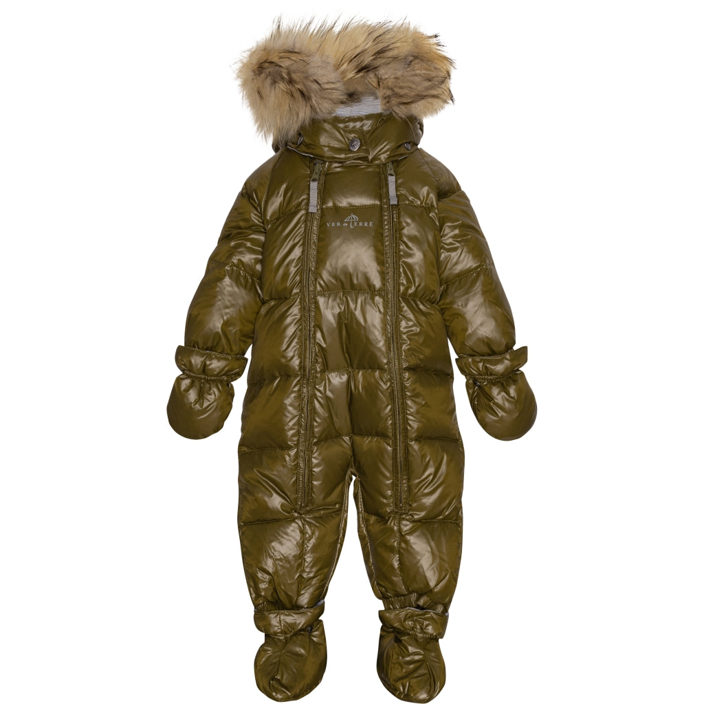 VER de TERRE Baby dunflyverdragt med pels Flyverdragt 871 Dark olive
