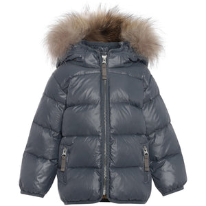 VER de TERRE Baby dunjakke med pels Dunjakke med pels 669 Slate/caramel