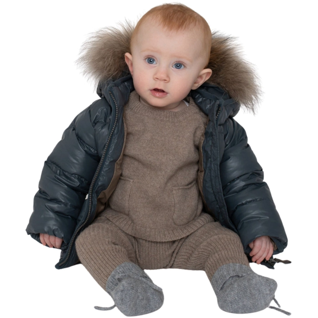 VER de TERRE Baby dunjakke med pels Dunjakke med pels 867 Dark moss