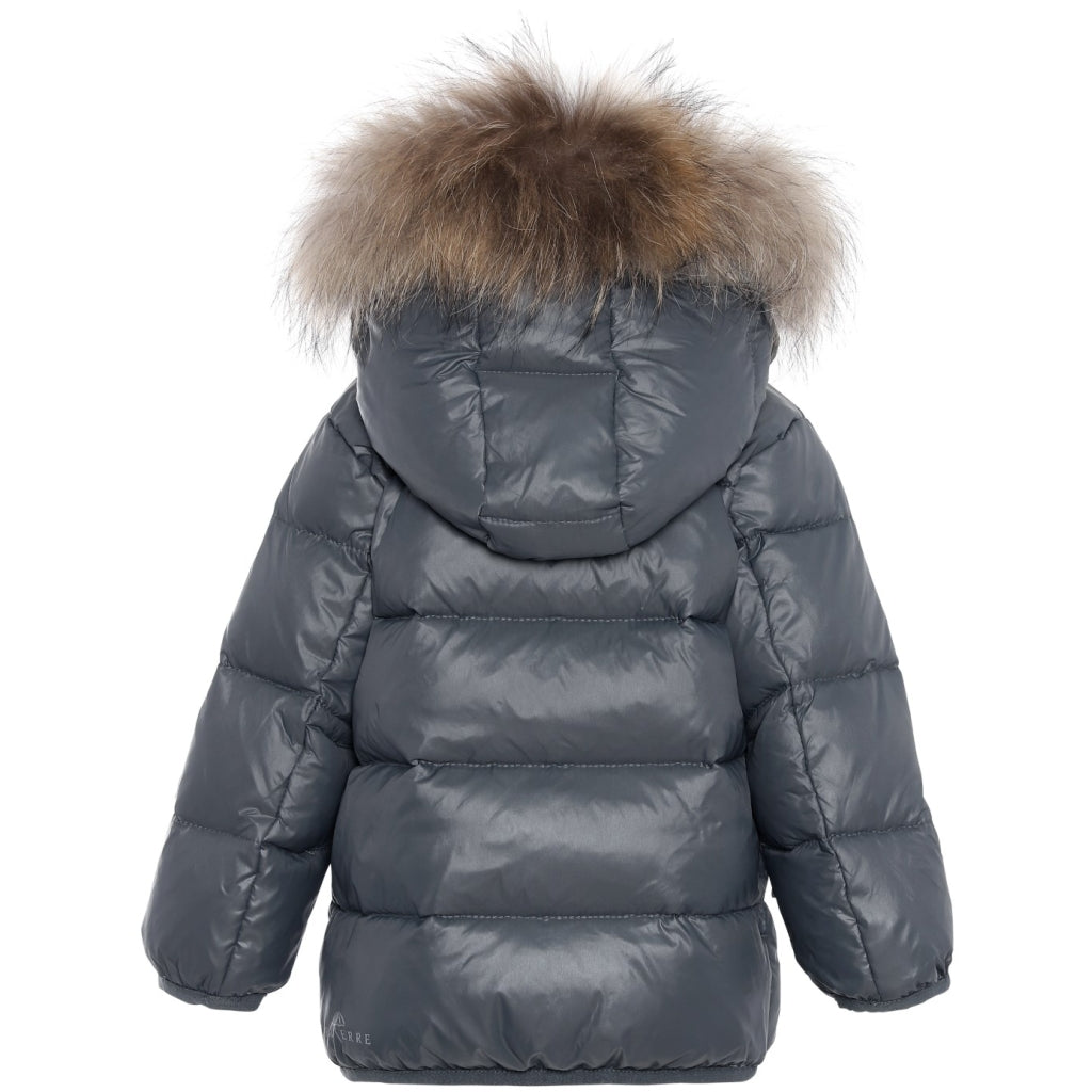 VER de TERRE Baby dunjakke med pels Jakke 669 Slate/caramel