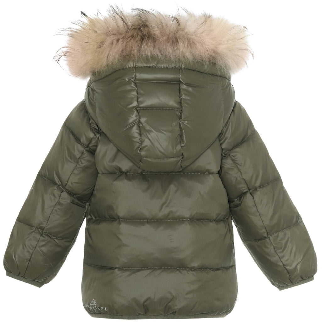 VER de TERRE Baby dunjakke med pels Jakke 867 Dark moss