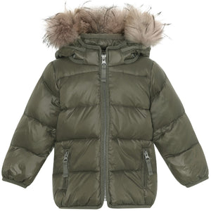 VER de TERRE Baby dunjakke med pels Jakke 867 Dark moss
