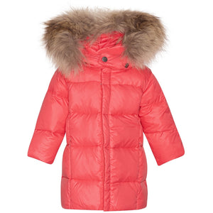 VER de TERRE Babypige dunfrakke med pels Jakke 430 Flamingo