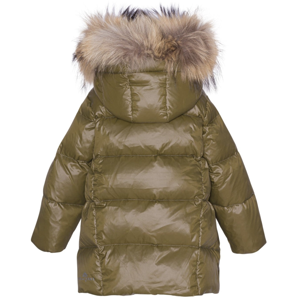 VER de TERRE Babypige dunfrakke med pels Jakke 871 Dark olive