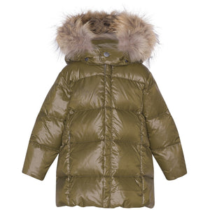 VER de TERRE Babypige dunfrakke med pels Jakke 871 Dark olive