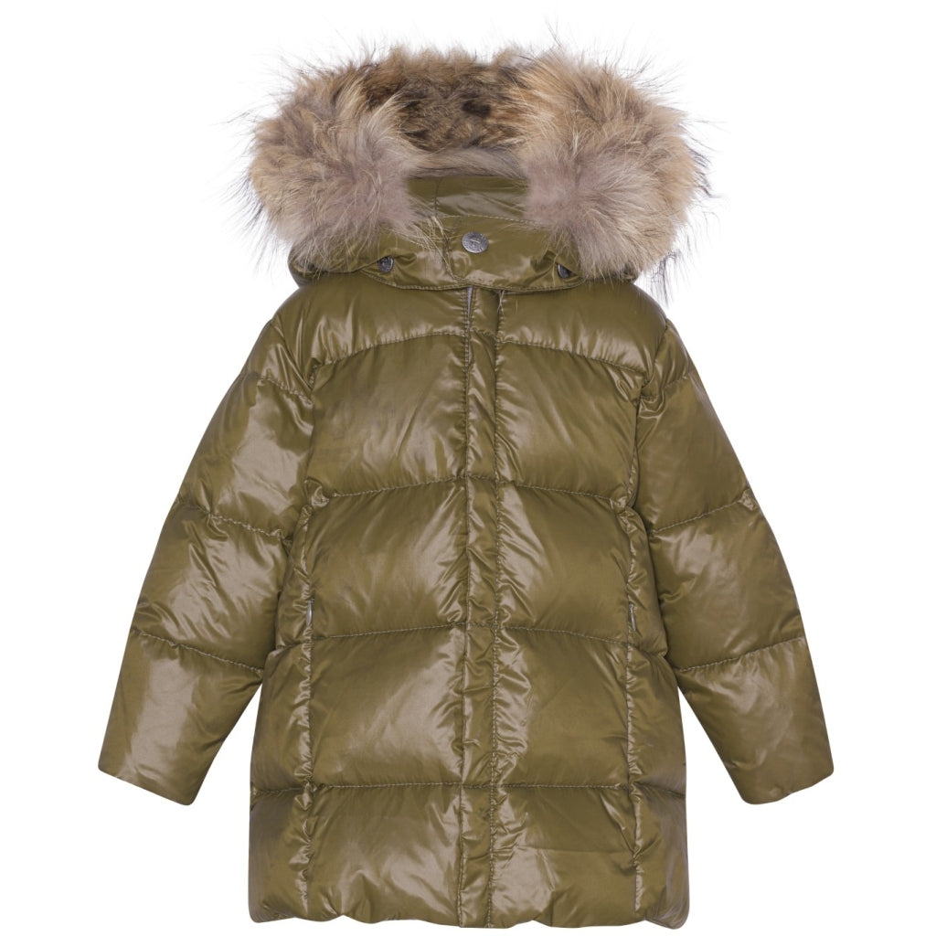 VER de TERRE Babypige dunfrakke med pels Jakke 871 Dark olive