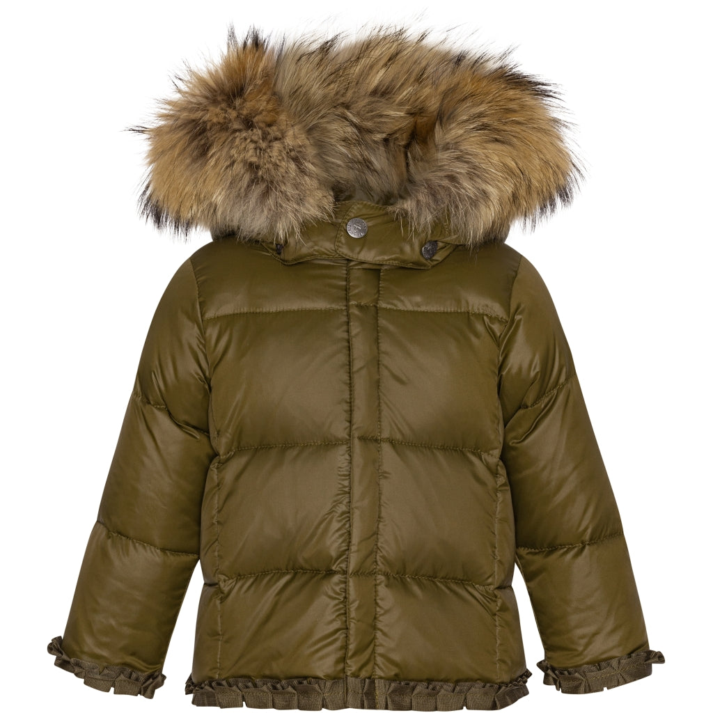 VER de TERRE Babypige dunjakke med pels Dunjakke med pels 871 Dark olive