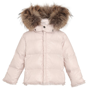 VER de TERRE Babypige dunjakke med pels Jakke 405 Rose powder