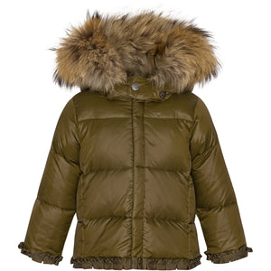 VER de TERRE Babypige dunjakke med pels Jakke 871 Dark olive