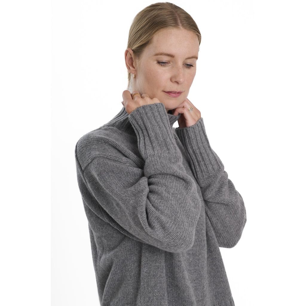 VER de TERRE Cashmere dame turtleneck sweater Sweater 060 Grey mélange