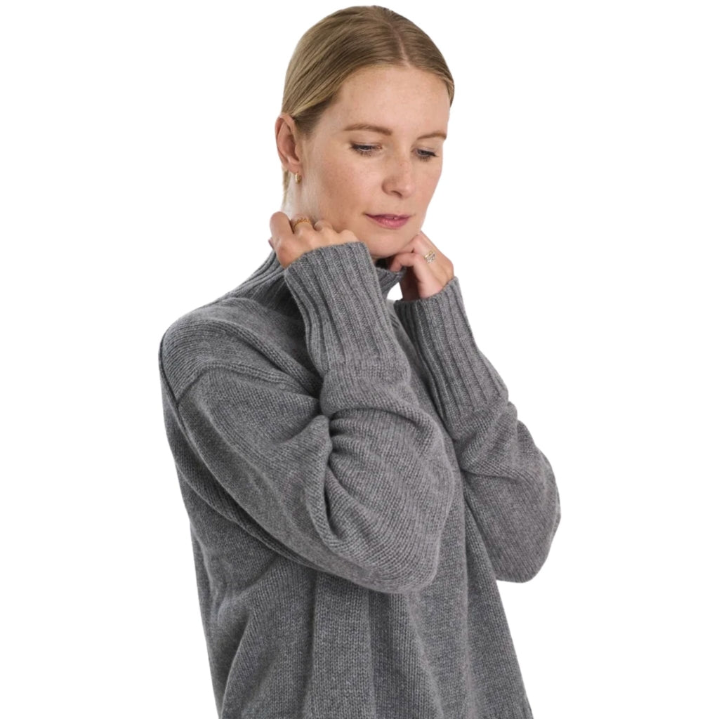 VER de TERRE Cashmere dame turtleneck sweater Sweater 060 Grey mélange