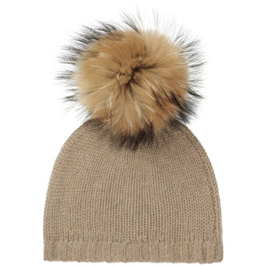 VER de TERRE Cashmere hue med pom pom Cashmere 918 Bear mélange