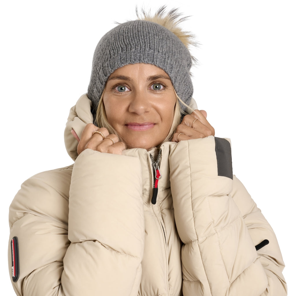 VER de TERRE Cashmere hue med pom pom Huer 060 Grey mélange