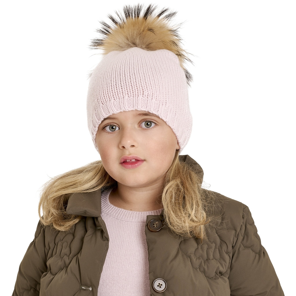 VER de TERRE Cashmere hue med pom pom Huer 405 Rose powder