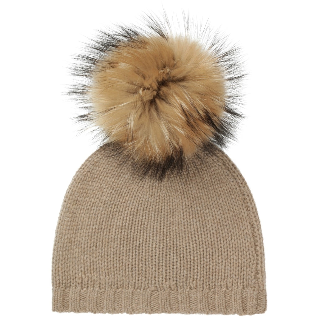 VER de TERRE Cashmere hue med pom pom Cashmere 918 Bear mélange