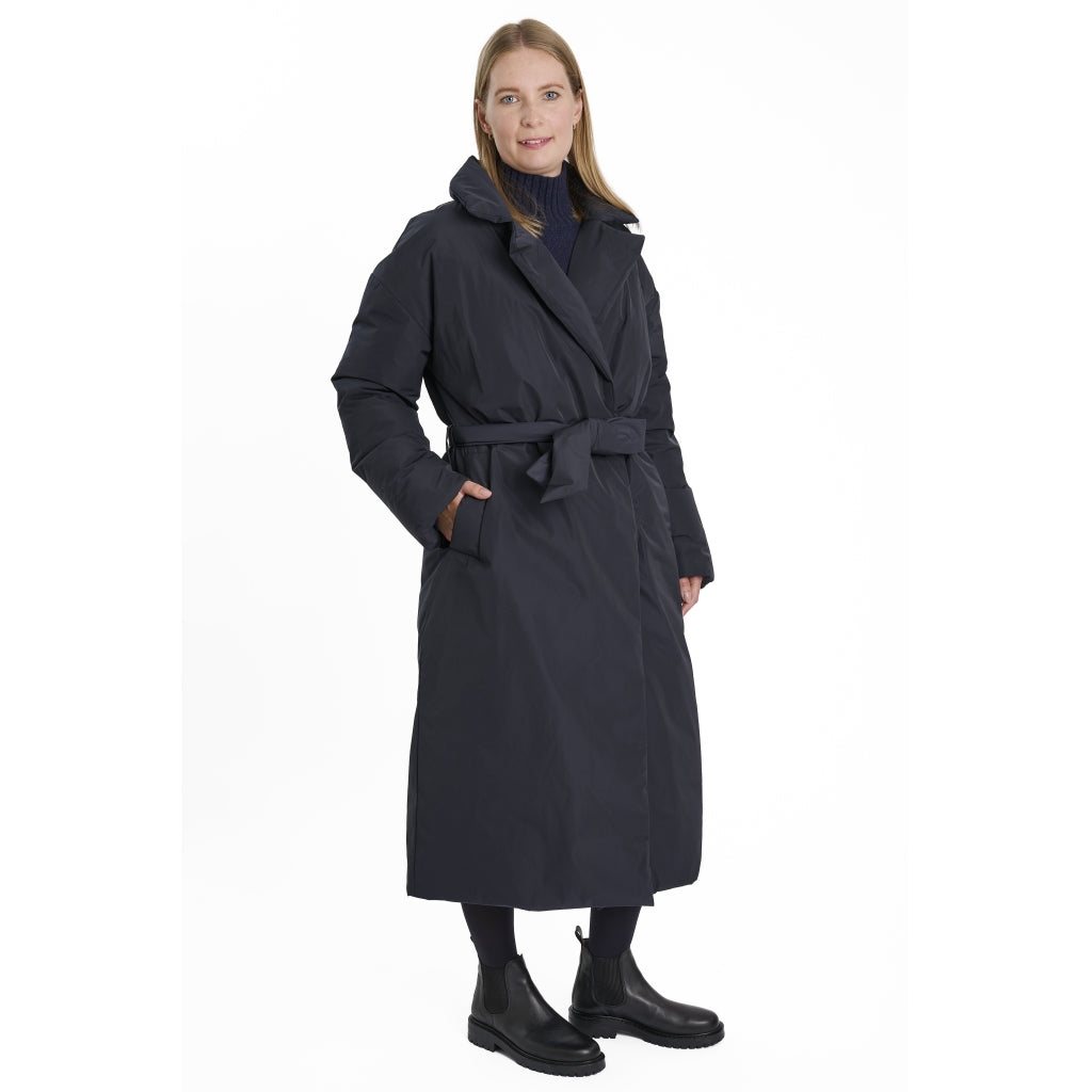VER de TERRE Dame dunfrakke med bælte Frakke 600 Navy
