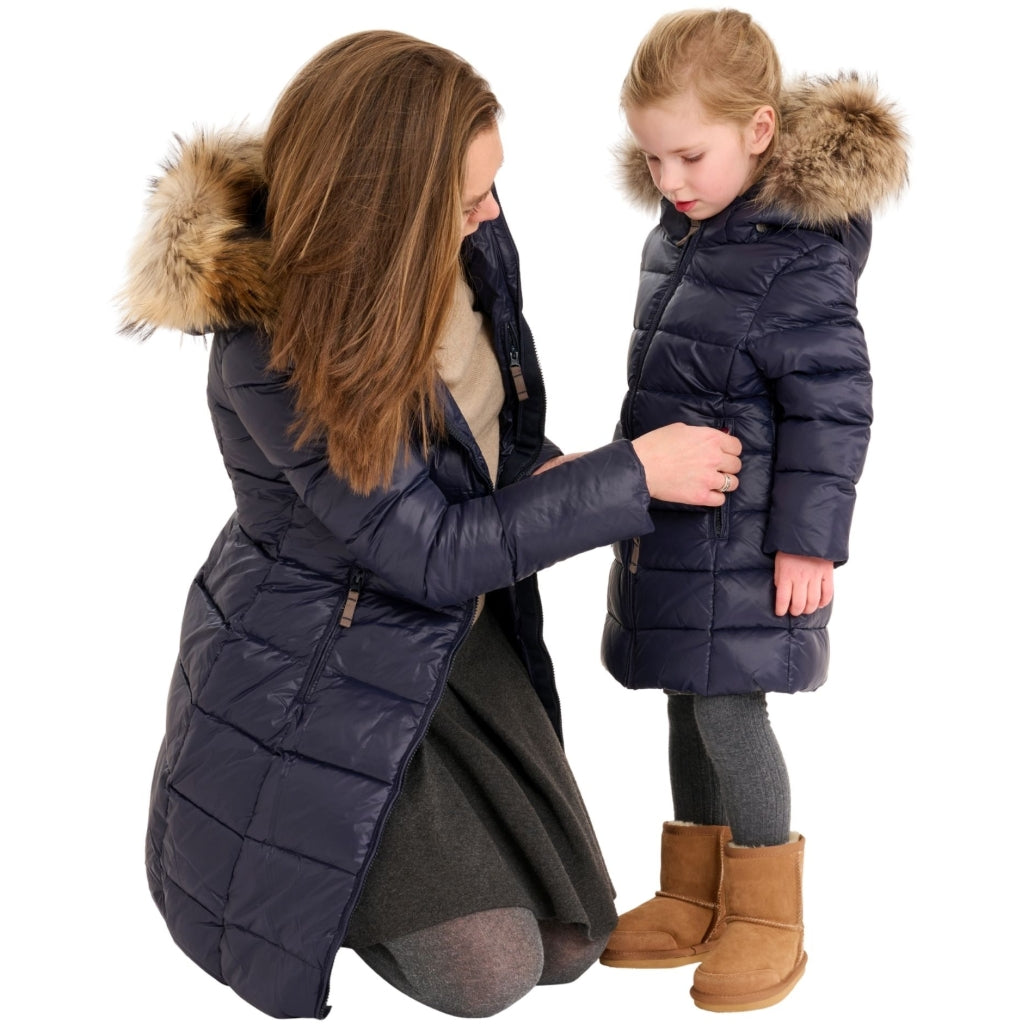 VER de TERRE Dame dunfrakke med pels Dunfrakke med pels 600 Navy