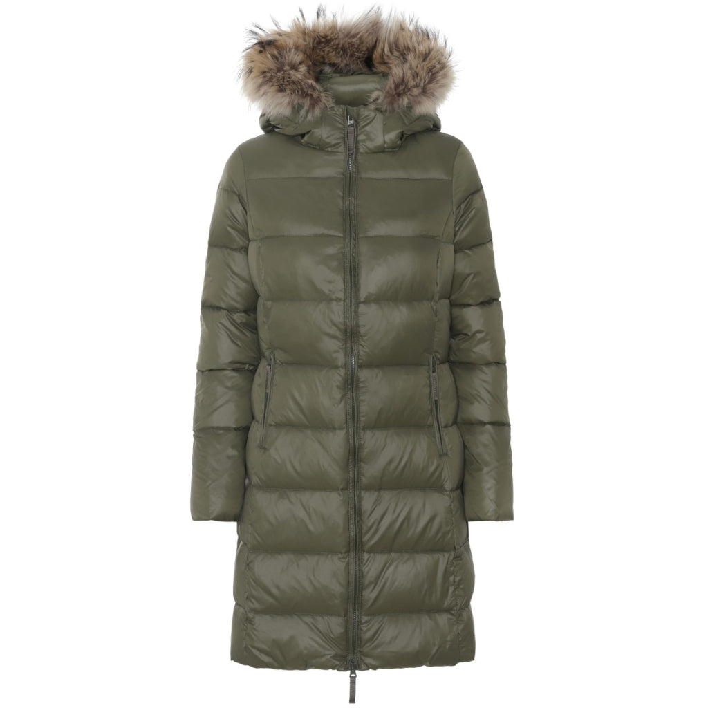 VER de TERRE Dame dunfrakke med pels Frakke 867 Dark moss
