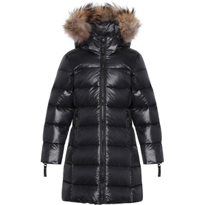 VER de TERRE Pige dunfrakke med pels Dunfrakke med pels 099 Black