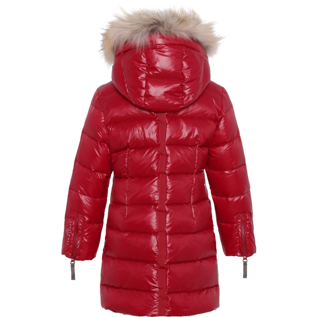 VER de TERRE Pige dunfrakke med pels Dunfrakke med pels 515 Beet/caramel