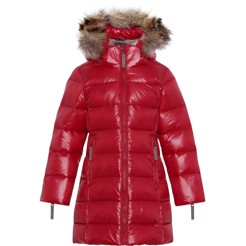 VER de TERRE Pige dunfrakke med pels Dunfrakke med pels 515 Beet/caramel