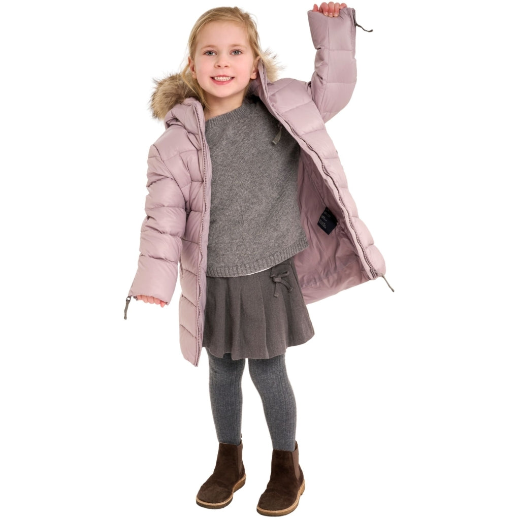 VER de TERRE Pige dunfrakke med pels Dunfrakke med pels 561 Heather