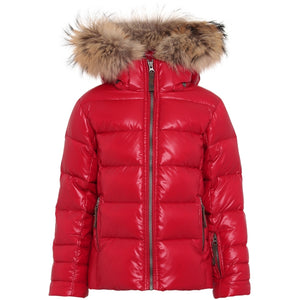 VER de TERRE Pige dunjakke med pels Jakke 515 Beet/caramel