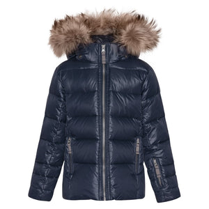 VER de TERRE Pige dunjakke med pels Jakke 600 Navy
