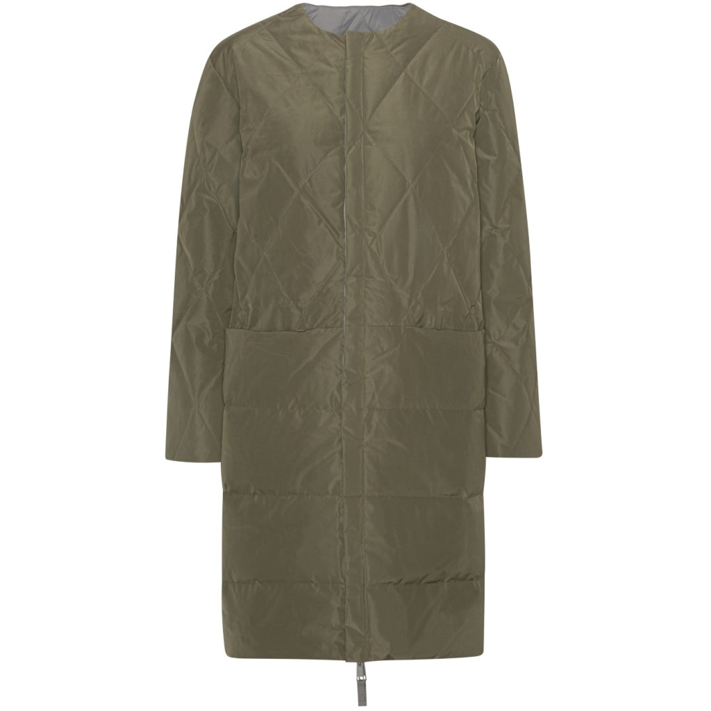 VER de TERRE Quiltet vendbar dame dunfrakke Frakke 866 Dark moss/grey