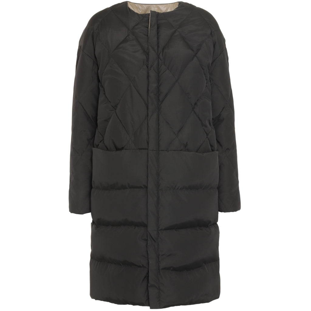 VER de TERRE Quiltet vendbar dame dunfrakke Frakke 913 Black/caramel